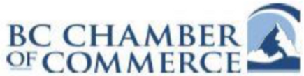 A blue and white logo for chamber of commerce.