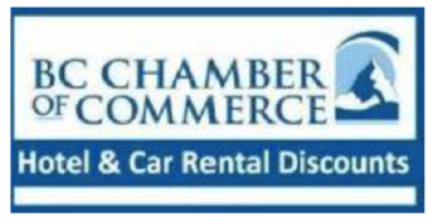 A blue and white logo for chamber of commerce.